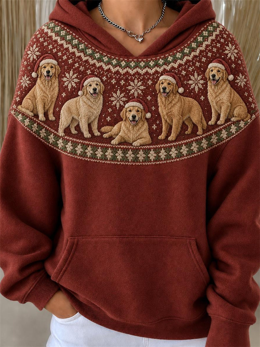 Kvinnors jul Gyllene Retriever hundar Yoke Isle Mönster Skriv ut HoodieName
