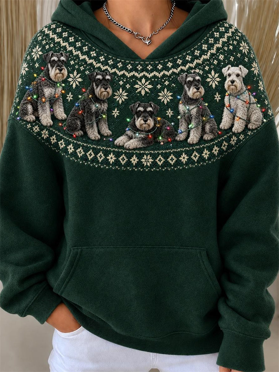 Kvinnors jul Schnauzer hundar Yoke Isle Mönster Skriv ut huvat