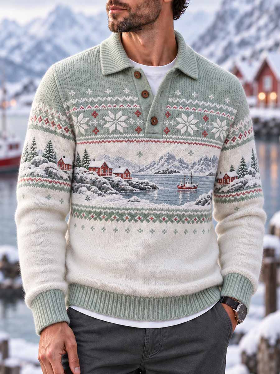 Mäns klassiska vinter snöflinga mönster tröjar