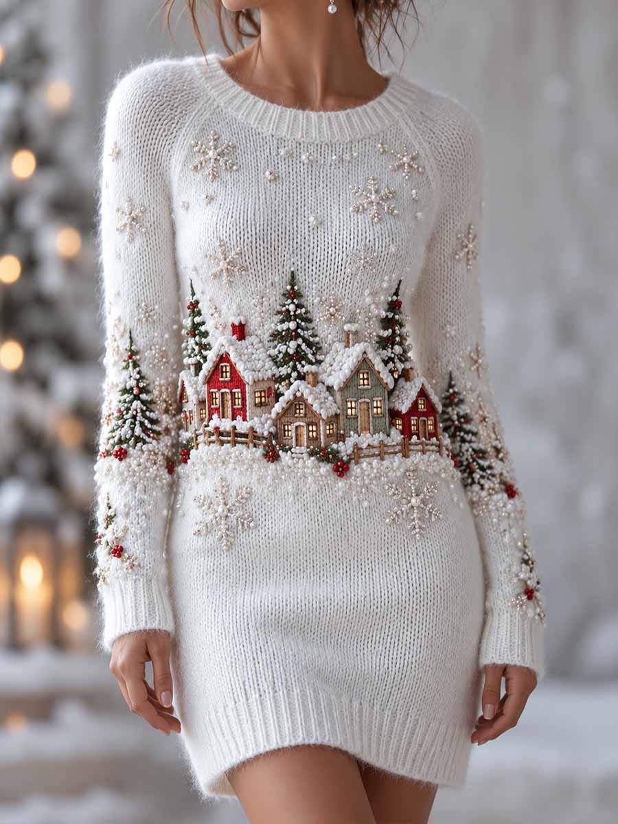 Kvinnors vinter snöflinga Print klänning