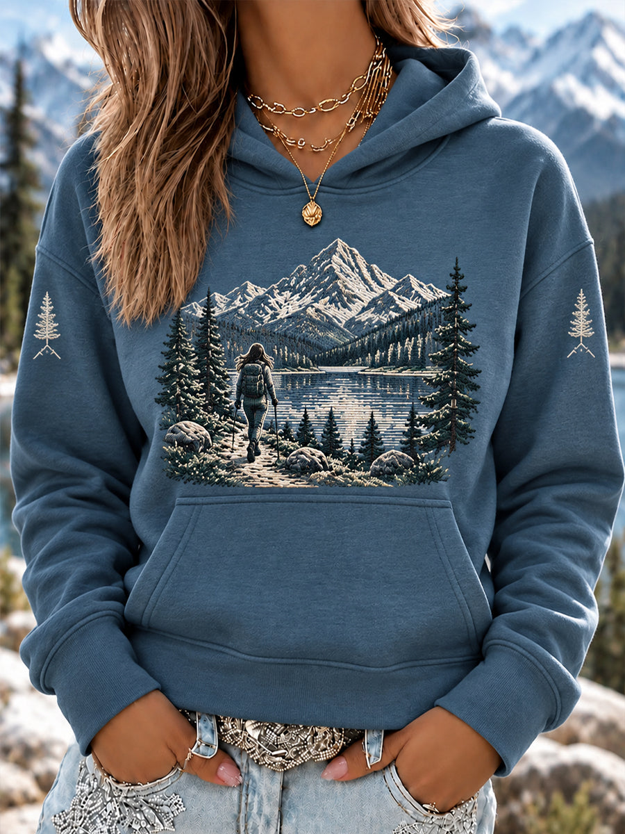 Dammens Vildmarkspågstryck Vandringsälskare Ledsagande Hoodie