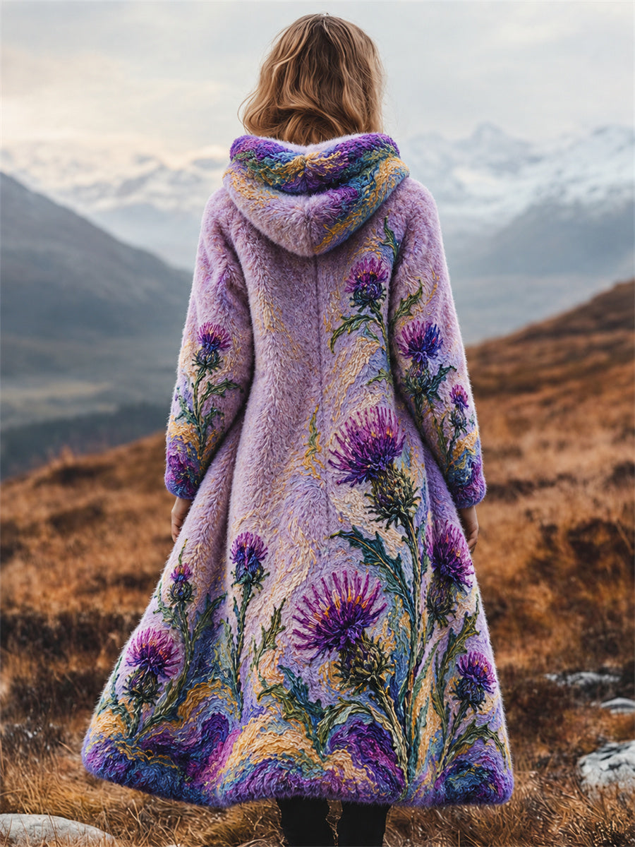 Kvinnors Vintage titel Oljemålning Inspirerad konst Skriv ut Flannel Lång rock.