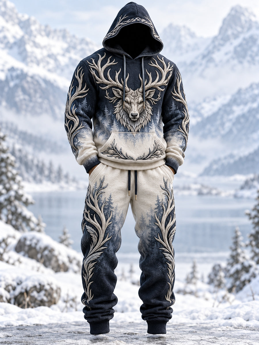 Herrset med vikingart-hoodie