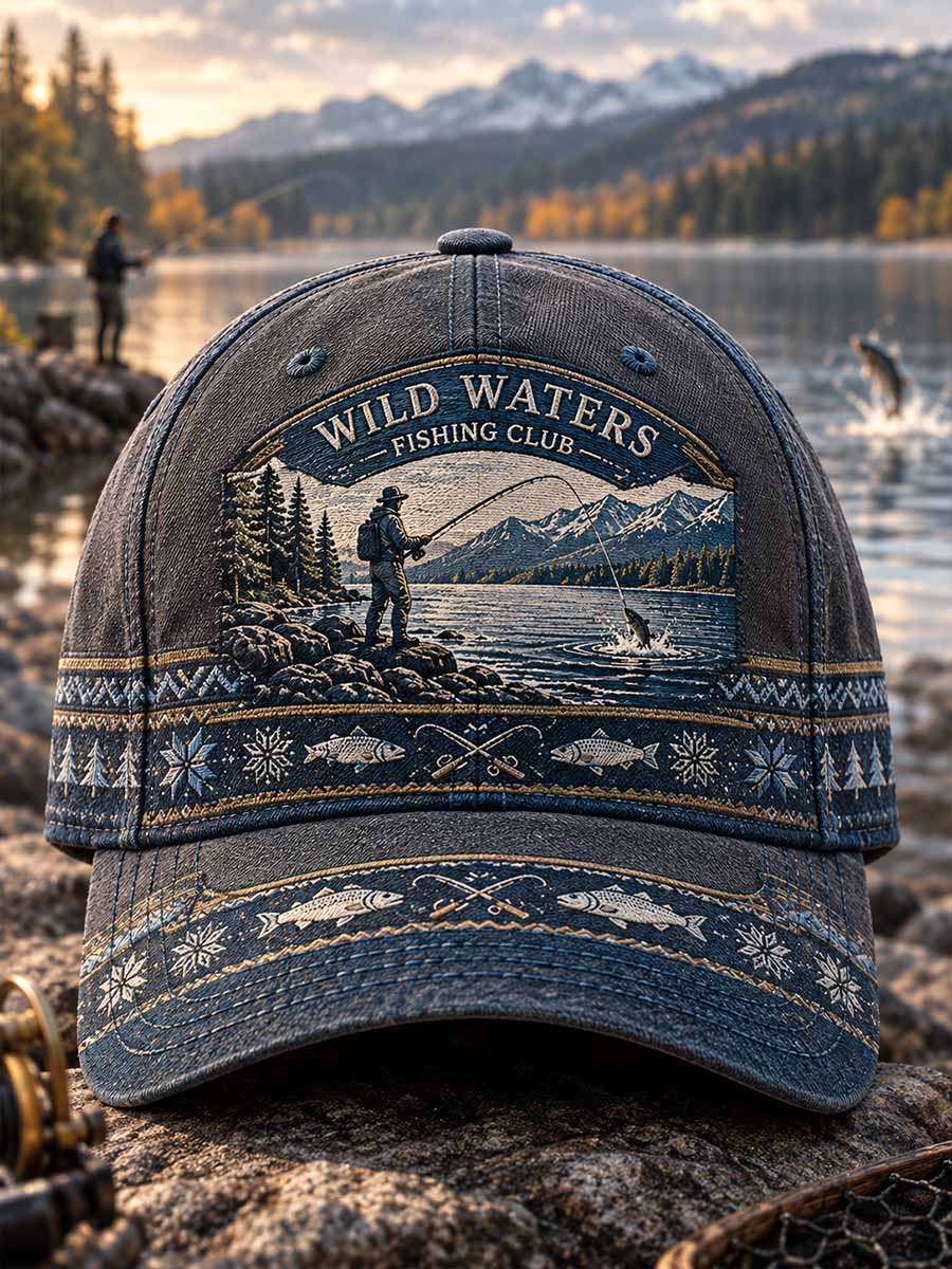 Unisex-hatt med tryckt, traditionellt fiskeklubbsmönster