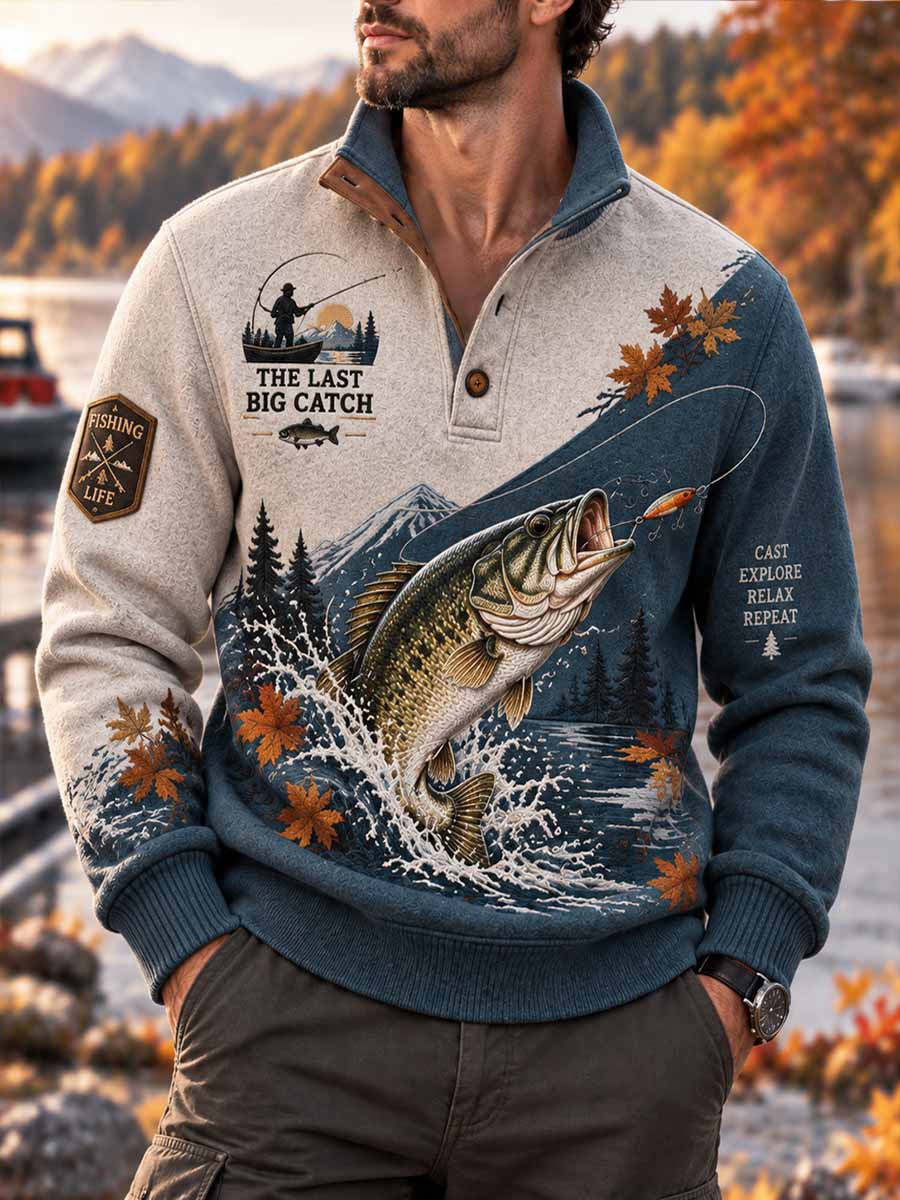 Mäns Vintage båt fiske grafik Print Sweatshirt