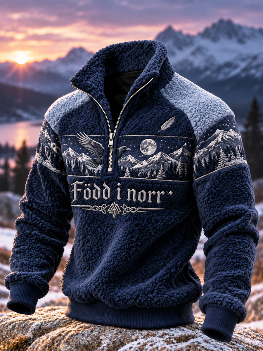 Herrens Vintage Viking “Född av norr” Flannel Sweatshirt