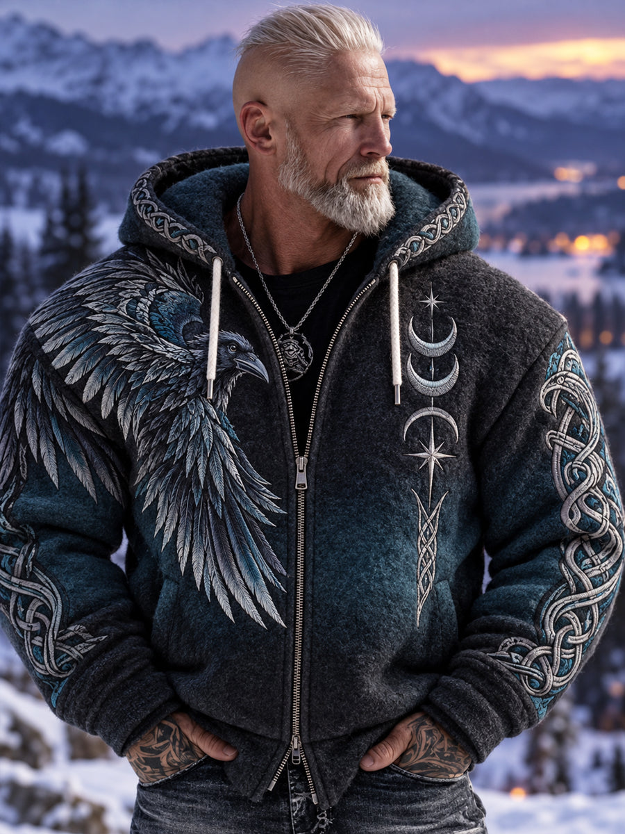 Mäns Vintage Viking “Förrädsla ingen mörker” Flannel Huvad jacka