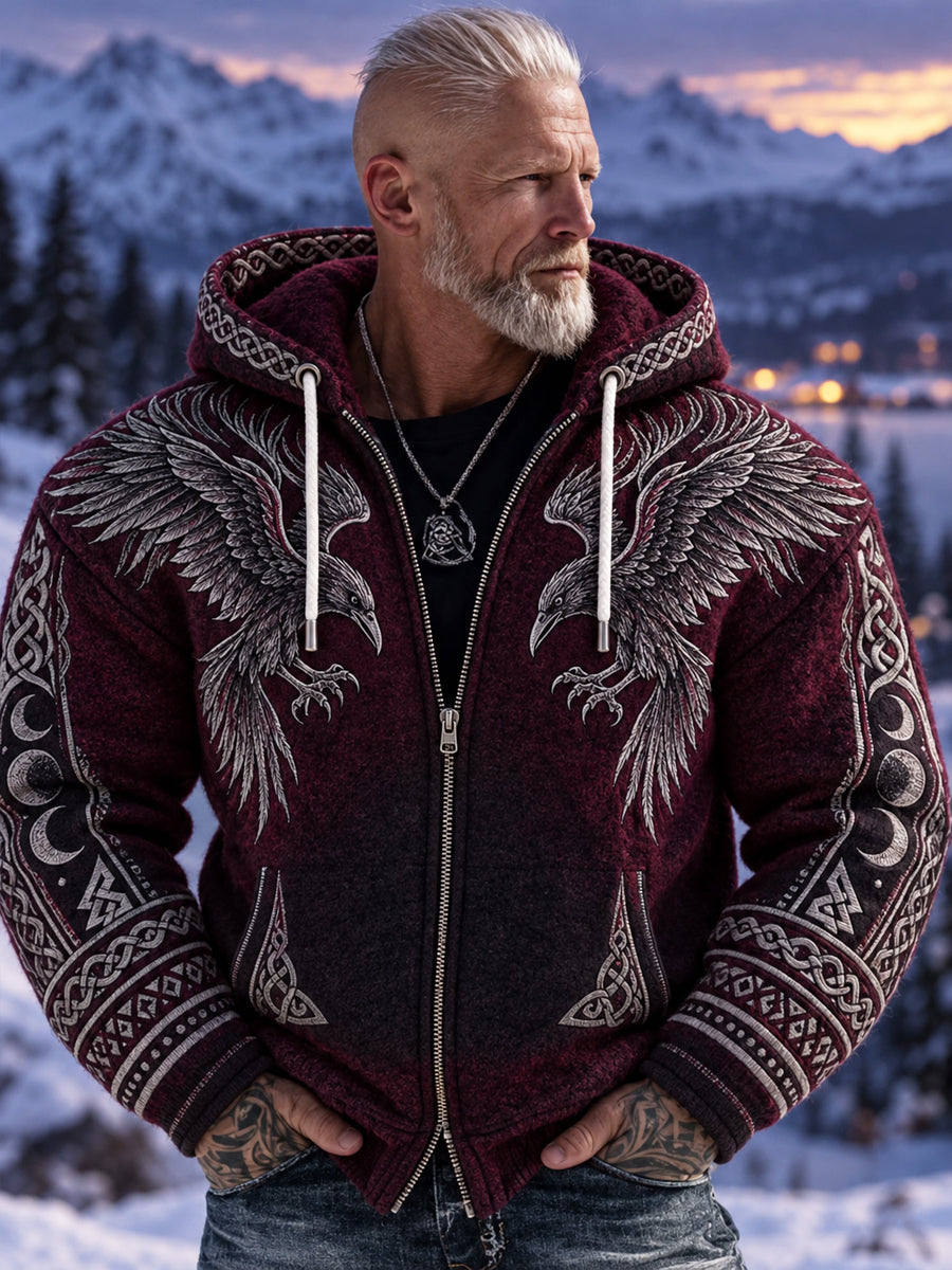 Mäns Vintage Viking “Dörkhet är min sköld” Flannel Hooded Jacka