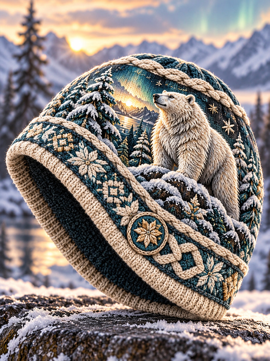 Unisex nordisk höst- och vintermössa med djurmotiv