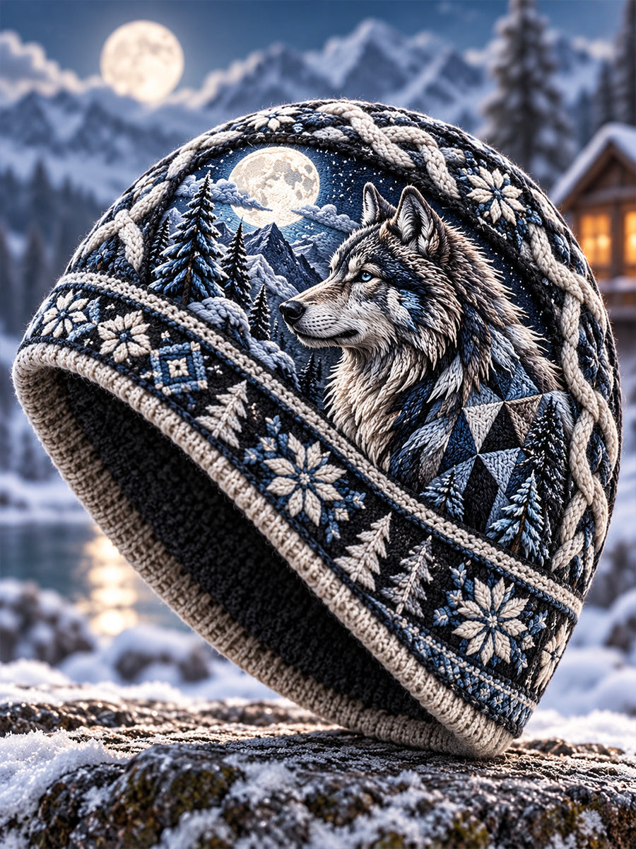 Unisex nordisk höst- och vintermössa med djurmotiv