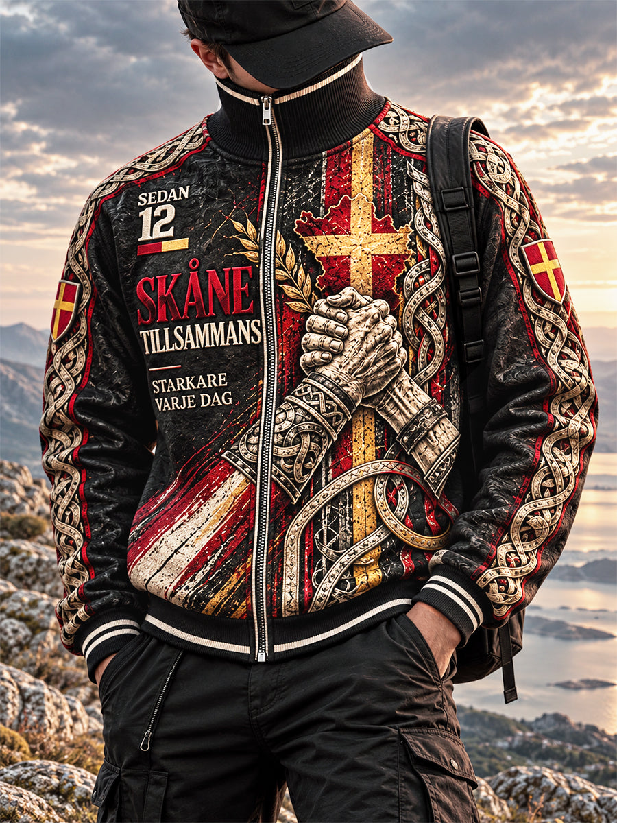 Herrens Sverige Skåne Tryckta Casual Zip-Up Jacka
