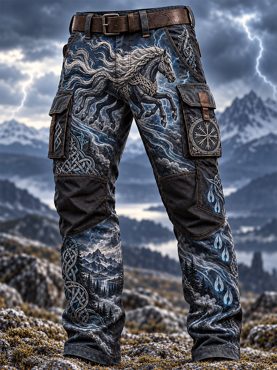 Herr Retro Nordic Viking Casual Work Byxor
