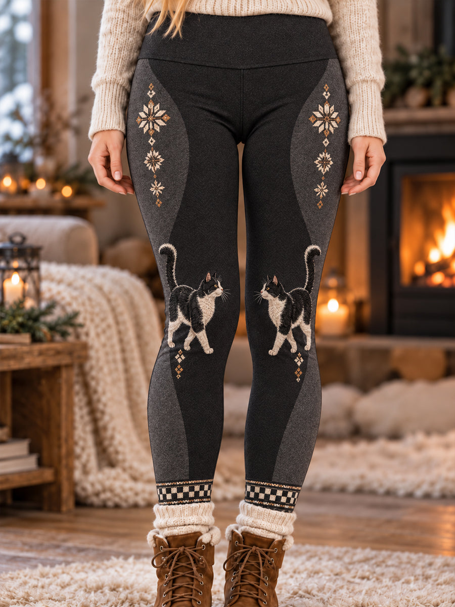 Retro Gradient Nordic-Style Black Cat Pet Leggings
