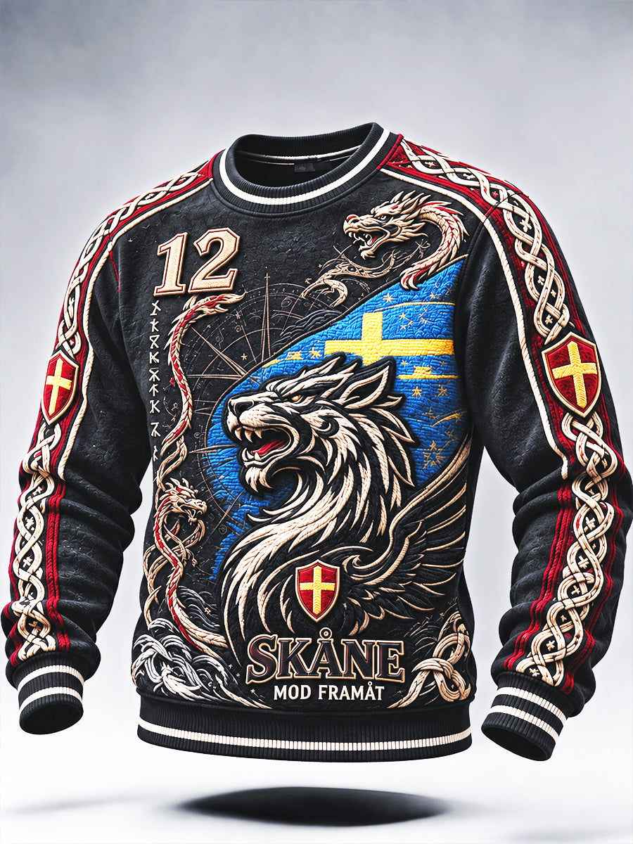 Mäns svart svenska Skåne-tryckt Casual Sweatshirt