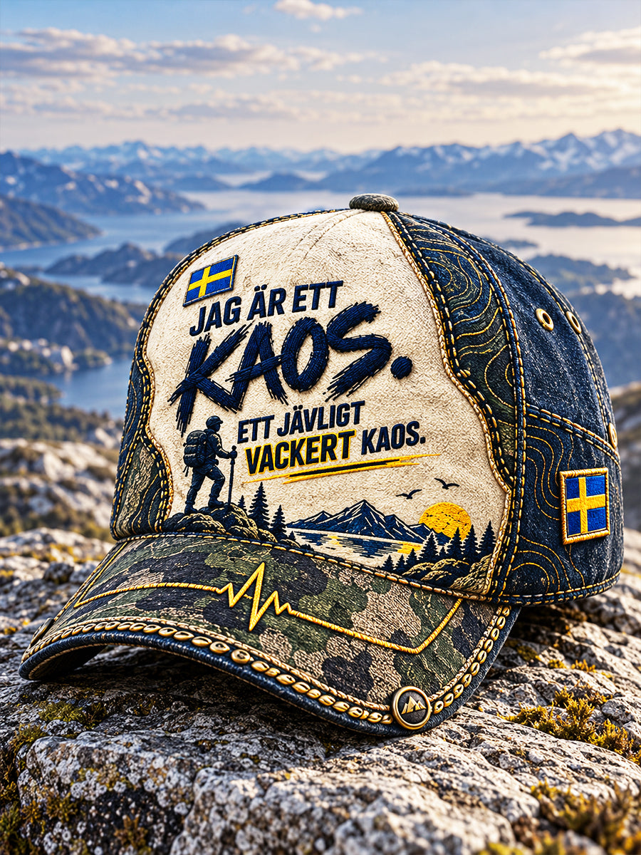 Svenska Jag är ett kaos. Ett jävligt vackert kaos Patchwork-tryckt Casual hatt