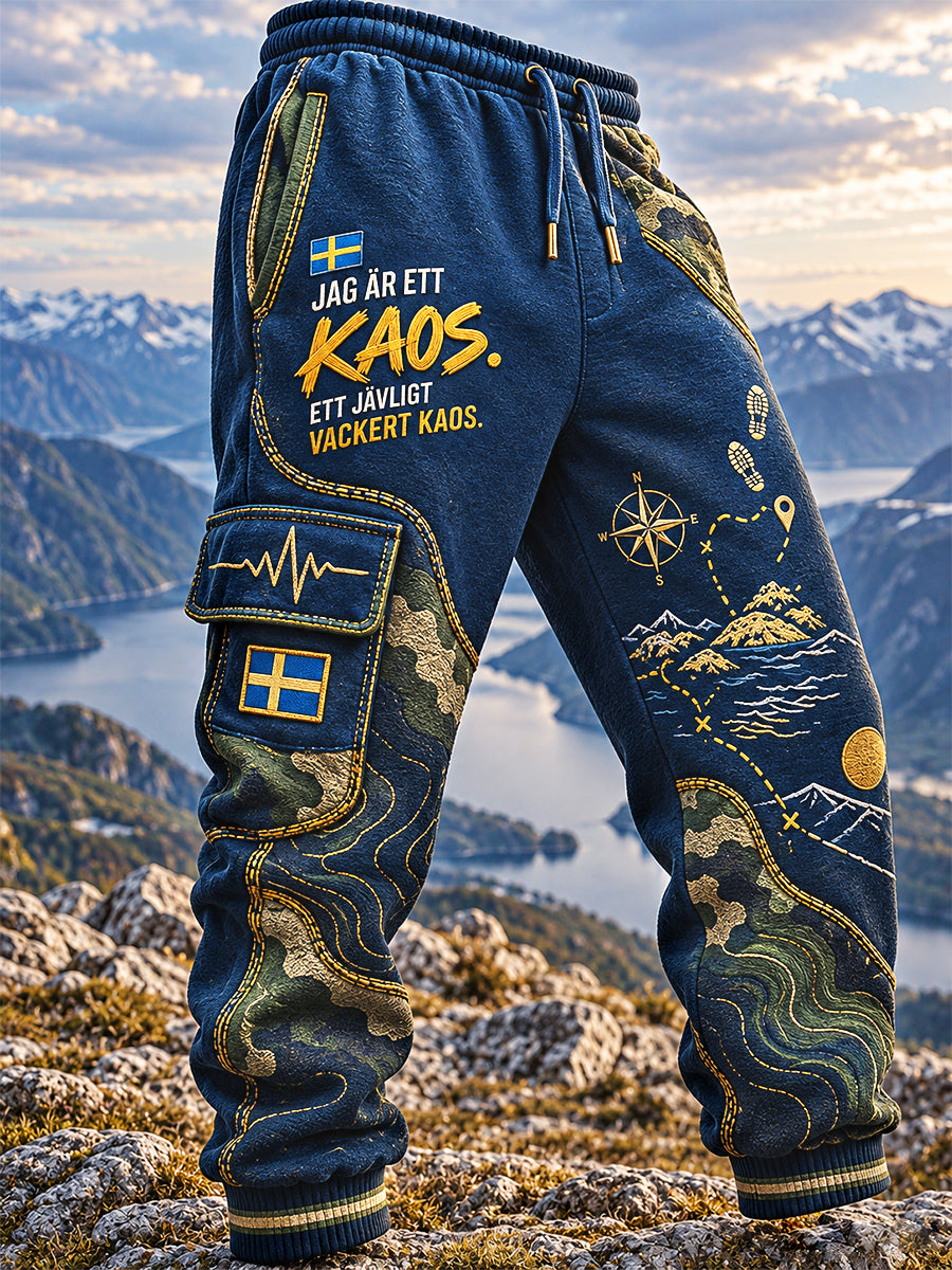 Herrens svenska Jag är ett kaos. Ett jävligt vackert kaos Skriv ut Casual Sport Byxor