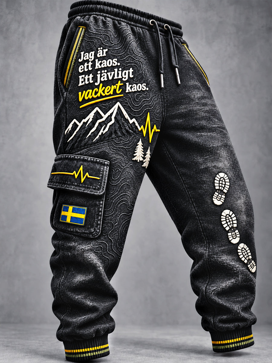 Herrens Black Jag är ett kaos. Ett jävligt vackert kaos Svensk-tryckt avslappnade sportbyxor