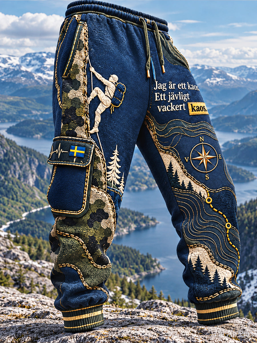 Herrens svenska Patchwork Jag är ett kaos. Ett jävligt vackert kaos Tryckta lediga sportbyxor