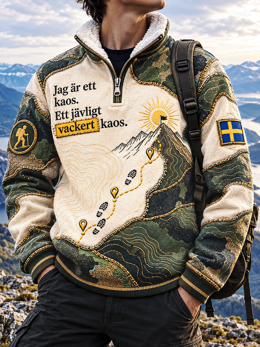 Herrkläder Svensk patchwork Jag är ett kaos. Ett jävligt vackert kaos Skriv ut Casual Stand-up krage Sweatshirt
