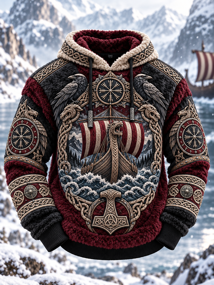 Vikingkonstflanellhuvtröja för män