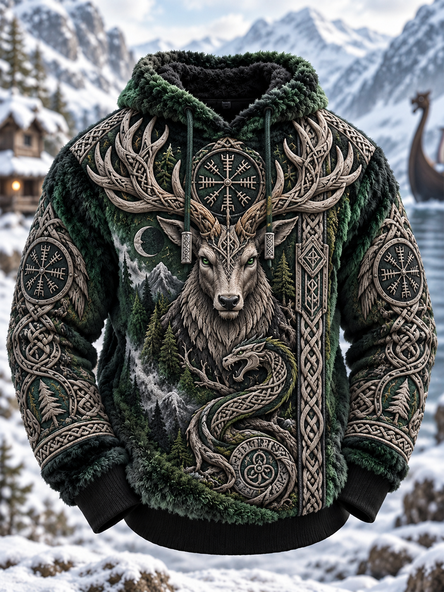 Vikingkonstflanellhuvtröja för män