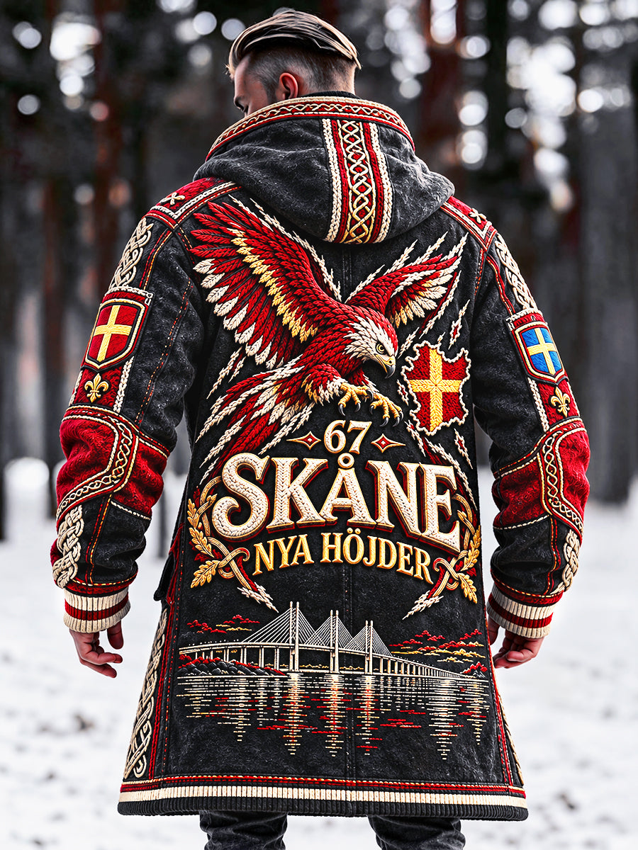 Mäns svart svenska Skåne-Print Casual Hooded rocka
