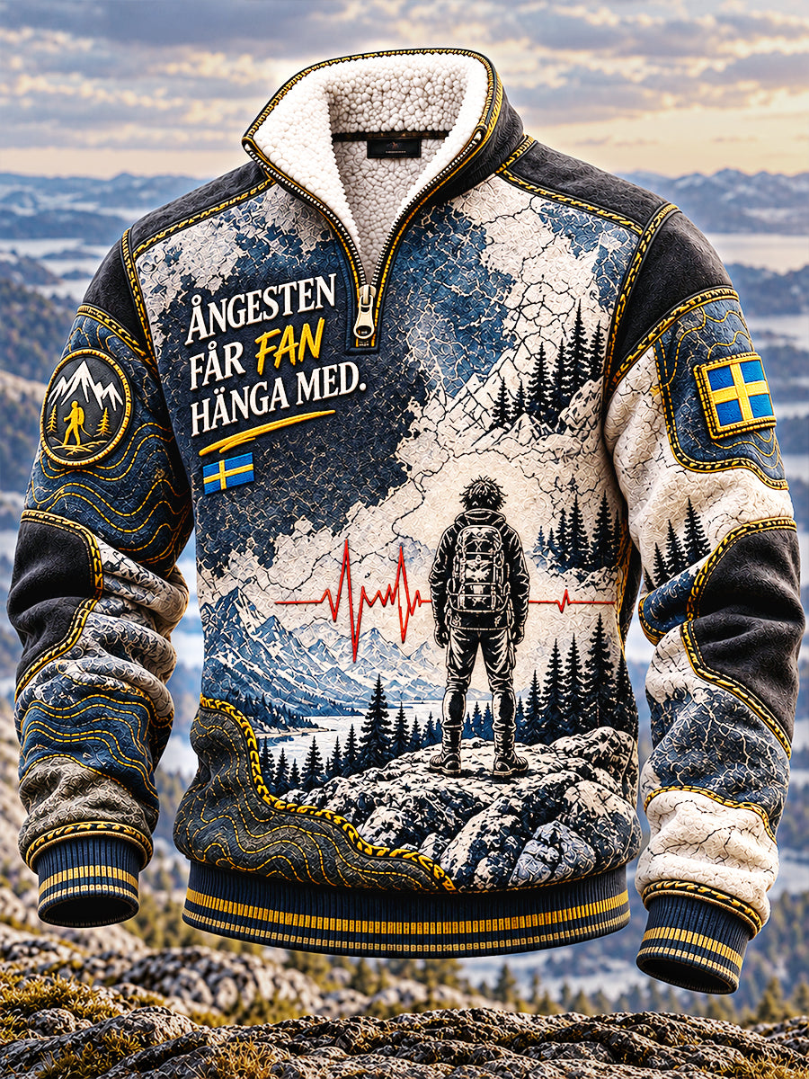 Mäns svenska vandring Print Casual Hooded Sweatshirt