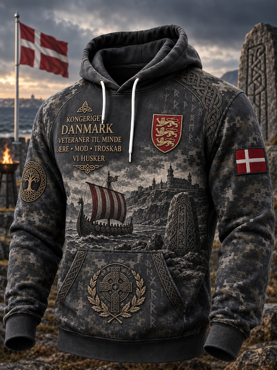 Herrtröja med vikingatema och grafiskt tryck