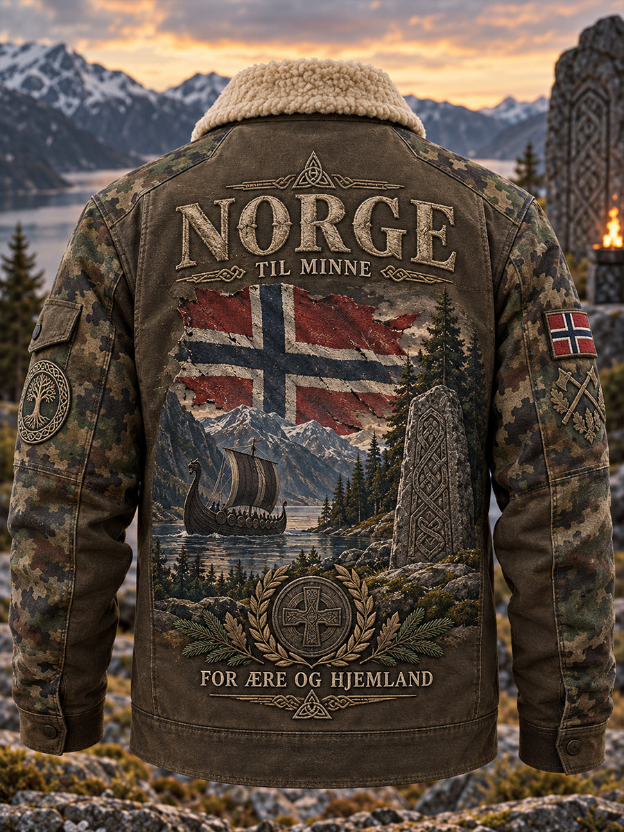 Herrjacka med vikingaveterantema och fleecefoder