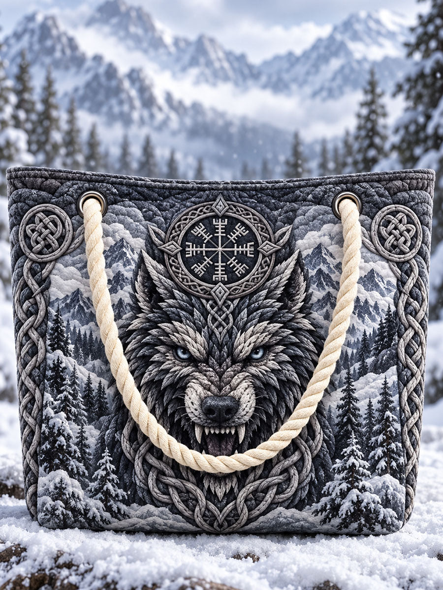 Vikingmönstrad tygkasse