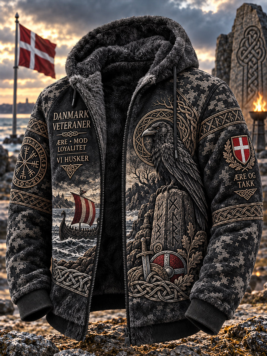 Herrjacka i vintagestil av flanell med mönster inspirerat av vikingar