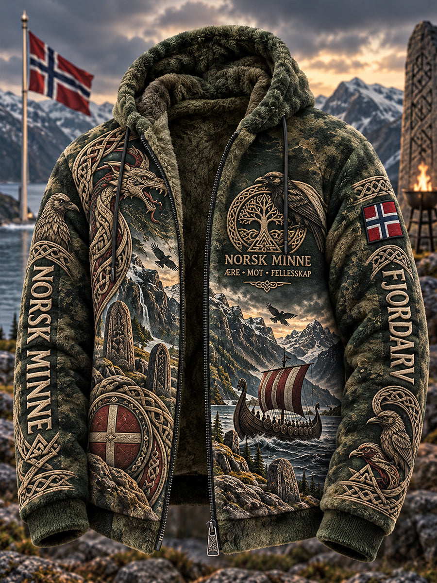 Herrjacka i vintagestil av flanell med mönster inspirerat av vikingar
