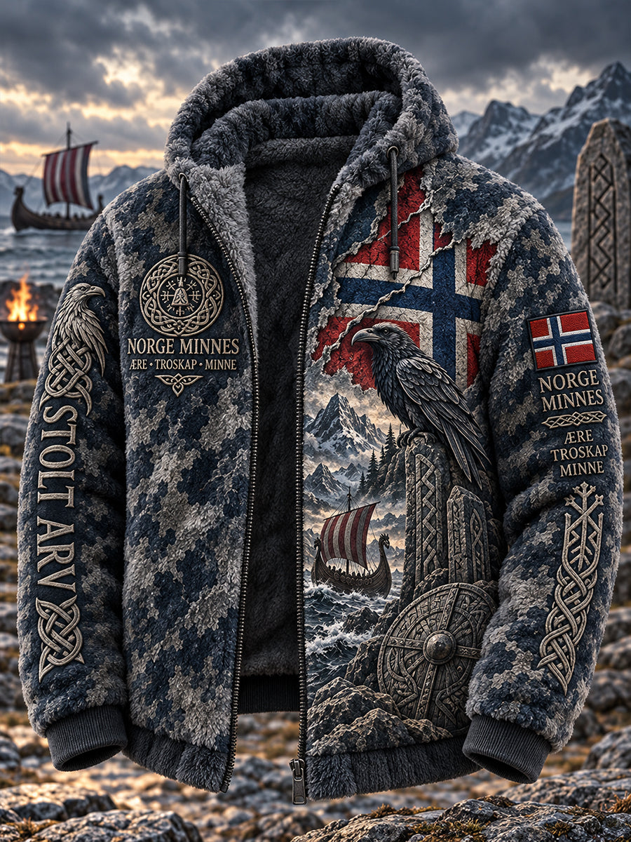 Herrjacka i vintagestil av flanell med mönster inspirerat av vikingar