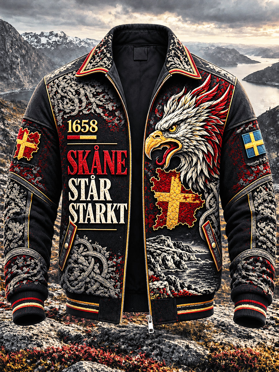 Mäns svart svensk Skåne-tryckt Casual Jacka