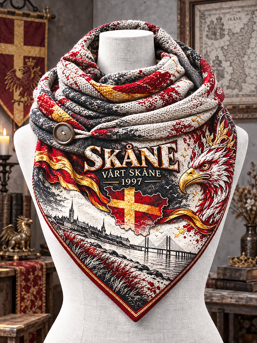 Vintage Svenska Skåne-print Casual Scarf