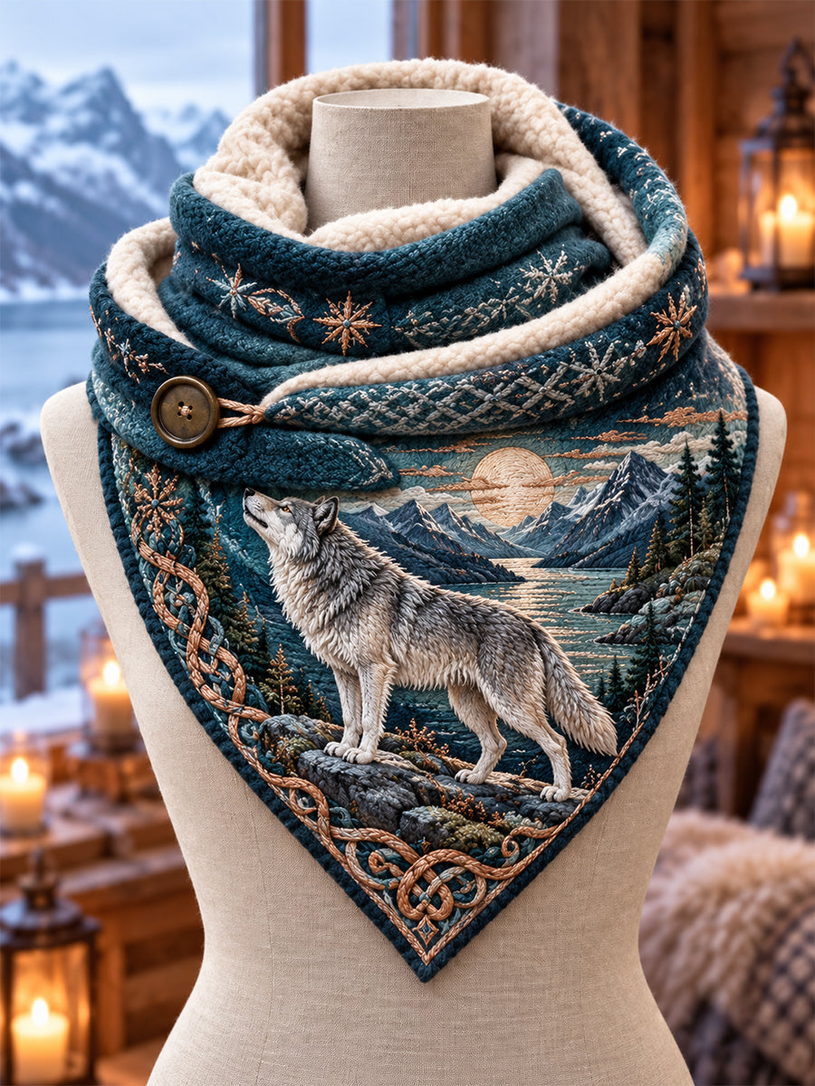 Unisex retro nordisk vikingastil triangulär halsduk med tryck