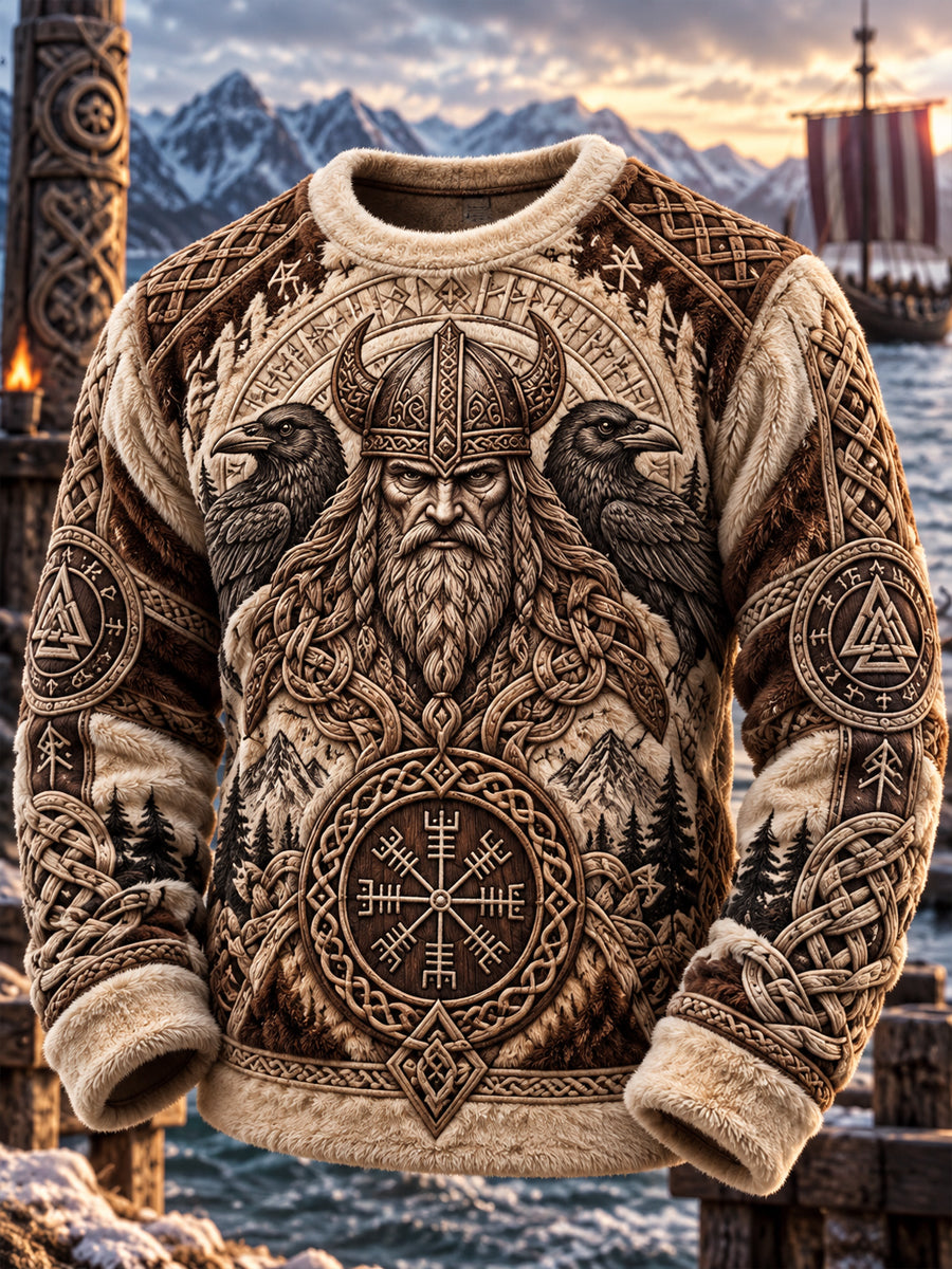 Herrtröja i vikingastil med rund hals och flanelltyg