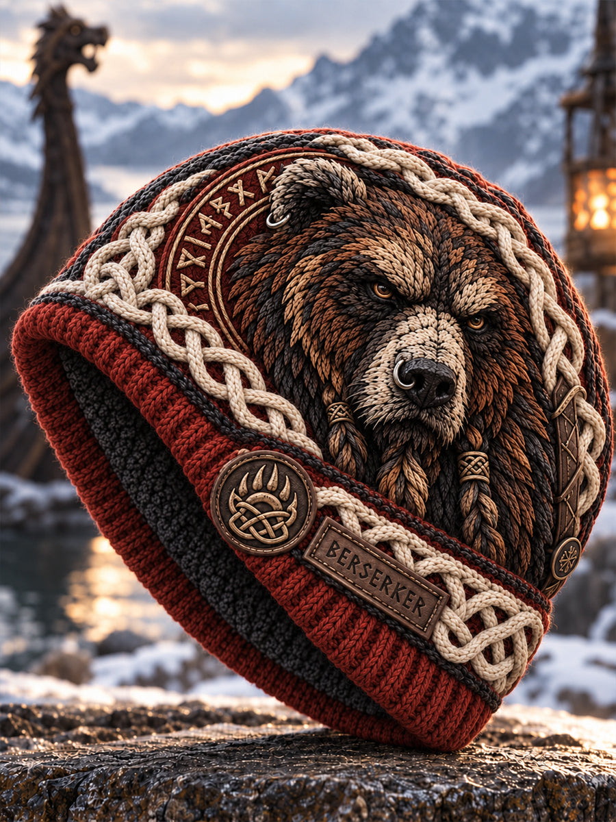 Vikingkonst Vintage Varm stickad mössa för höst och vinter