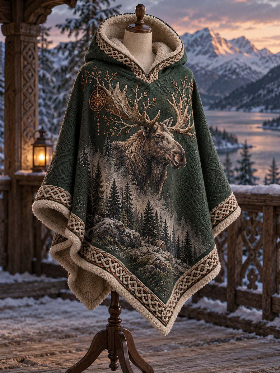 Damsweater i retrostil med nordisk vikingakappa