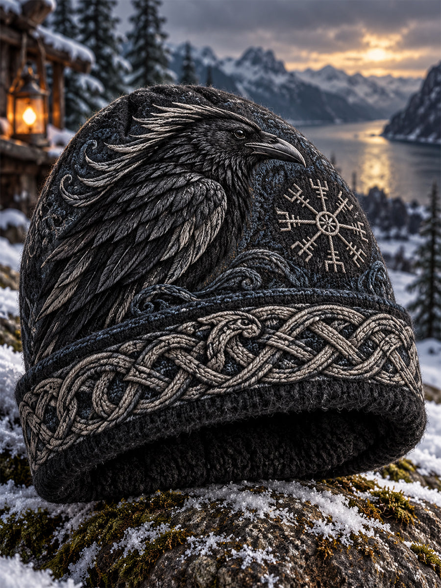 Unisex retro nordisk vikingmössa, varm och stickad