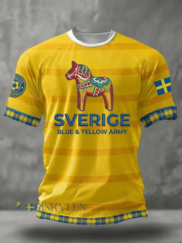 Svensk fotbollströja för män med korta ärmarna - gul / S
