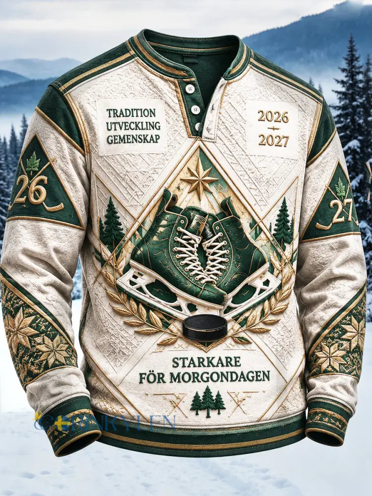 Svensk ishockey IF Björklöven Patchwork Skriv ut Sweatshirt - kränk-vitt / S