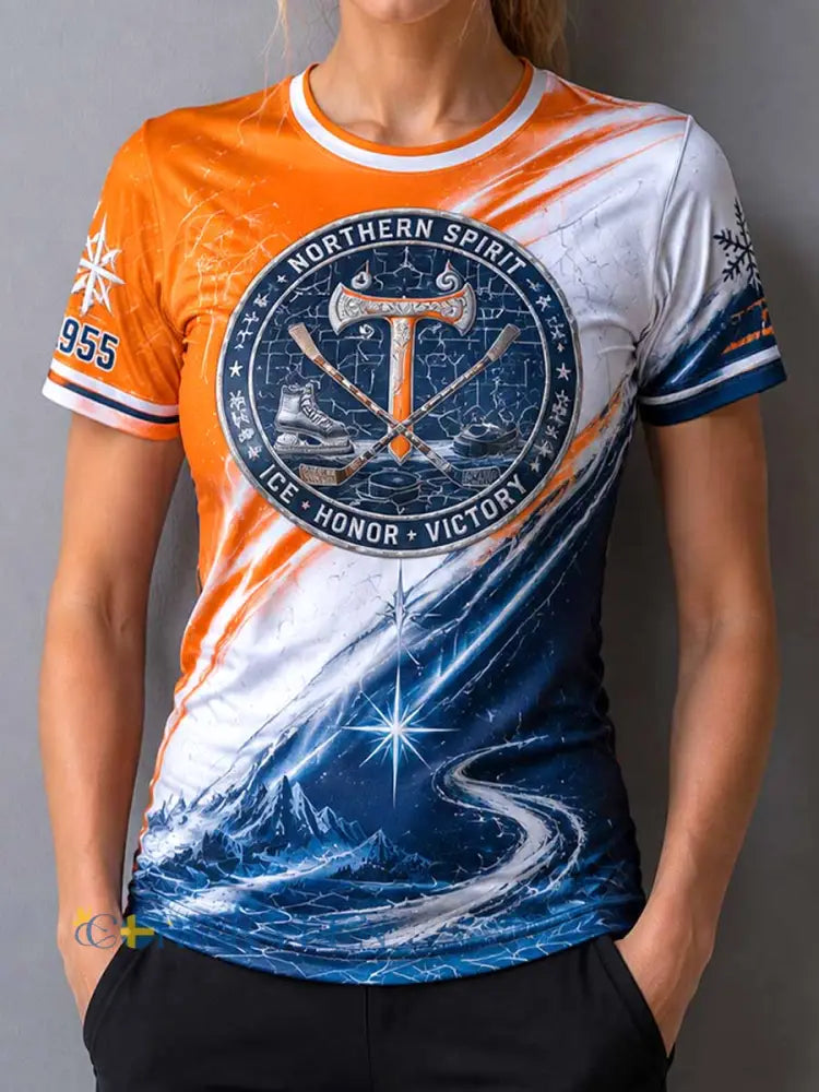 T-shirt med minnesgrafik för damishockey - som bild / S