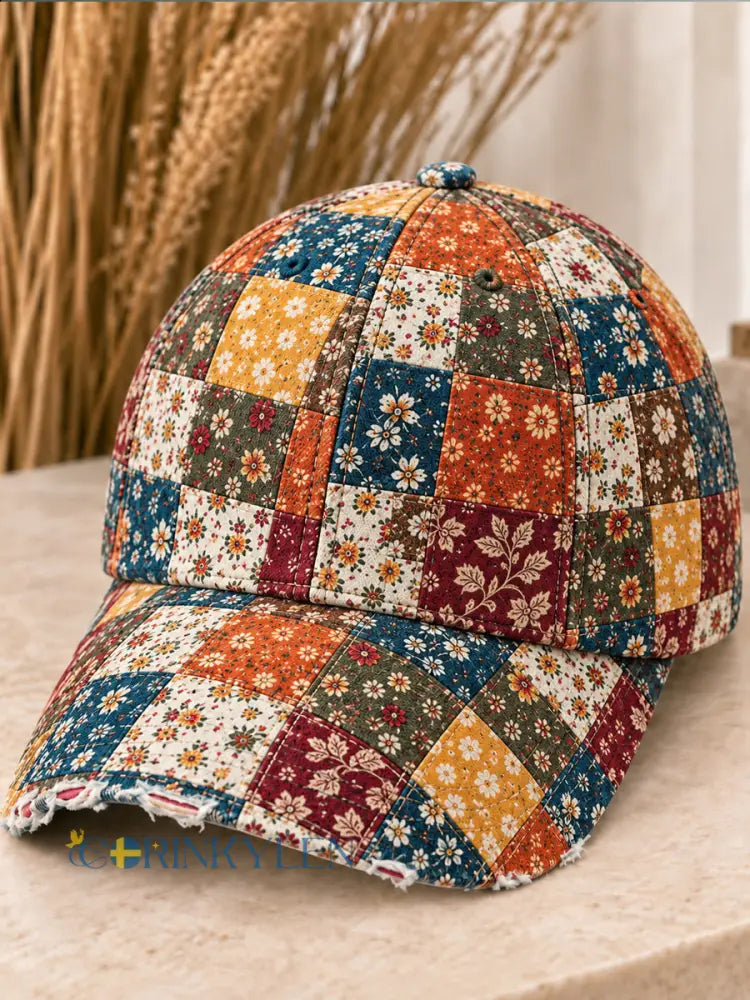 Unisex-hatt med konsttryck av blommor - flerlog / S