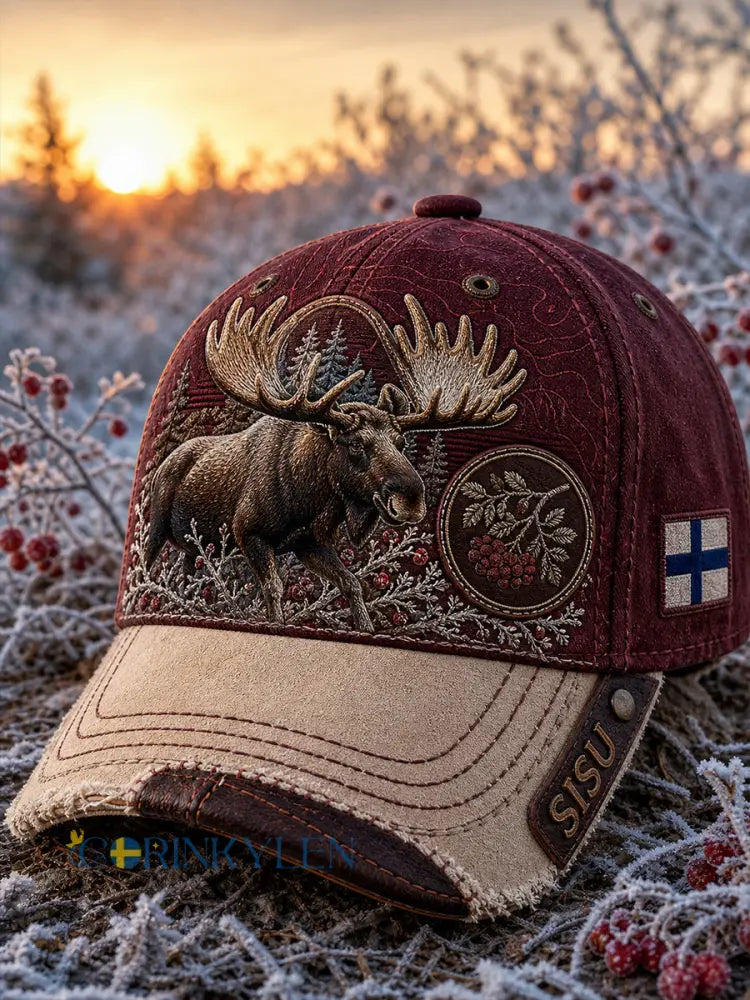 Unisex retro finsk djurprint avslappnad hatt - A / ONE