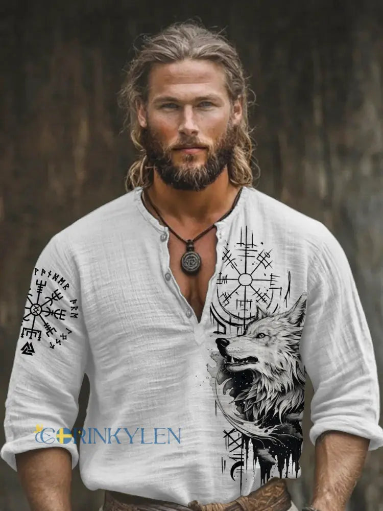 Viking bomull och linne topp - vitt / S