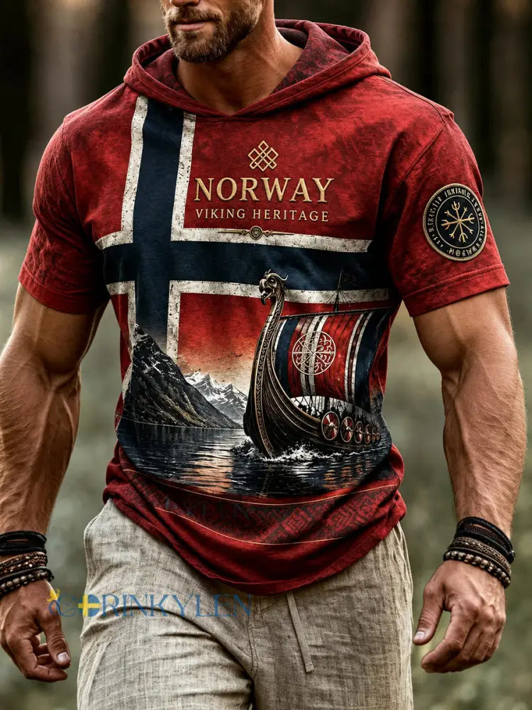 Vintage nordiskt folkkonsttryck i vikingastil – avslappnad hoodie - A / S