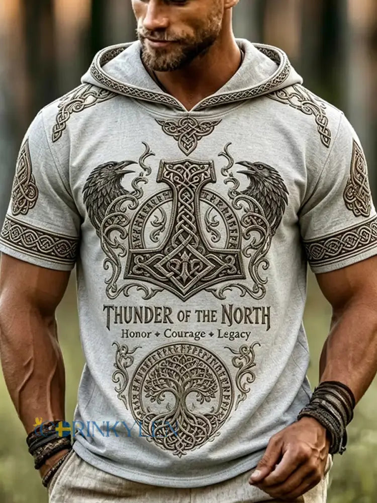 Vintage Viking-Inspirerad nordisk folkkonst Skriv ut Casual Hoodiee - A / S