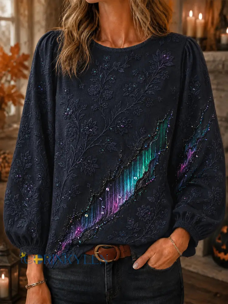 Women’s Retro Halloween Aurora Art Top - As picture / S