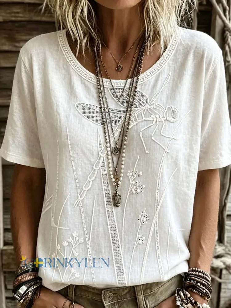Women’s Vintage Floral Art Print Casual Top - A / S